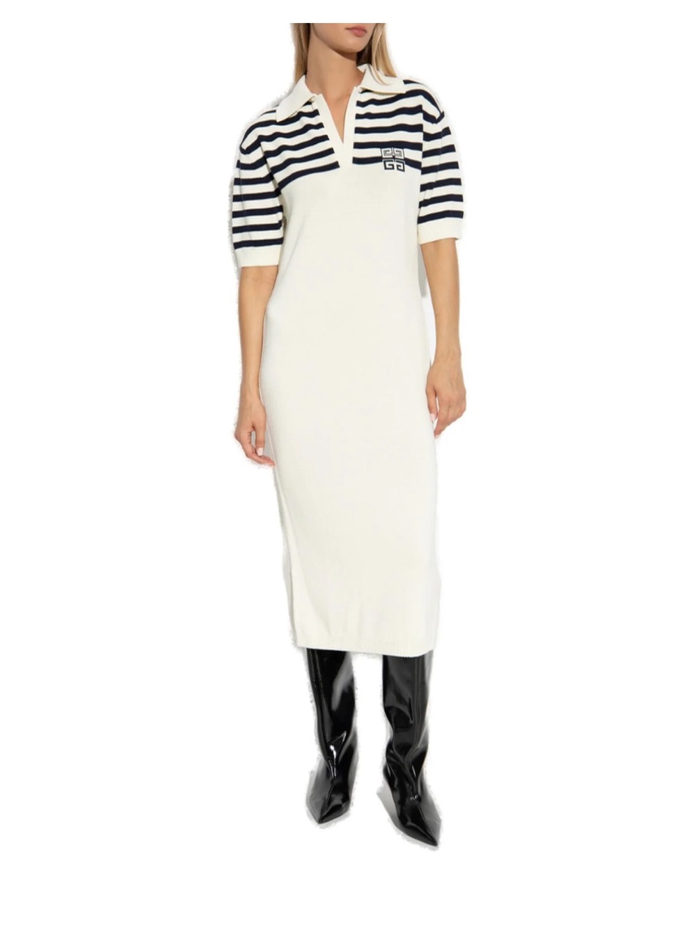 Givenchy Cream and Black Striped Polo Maxi Dress